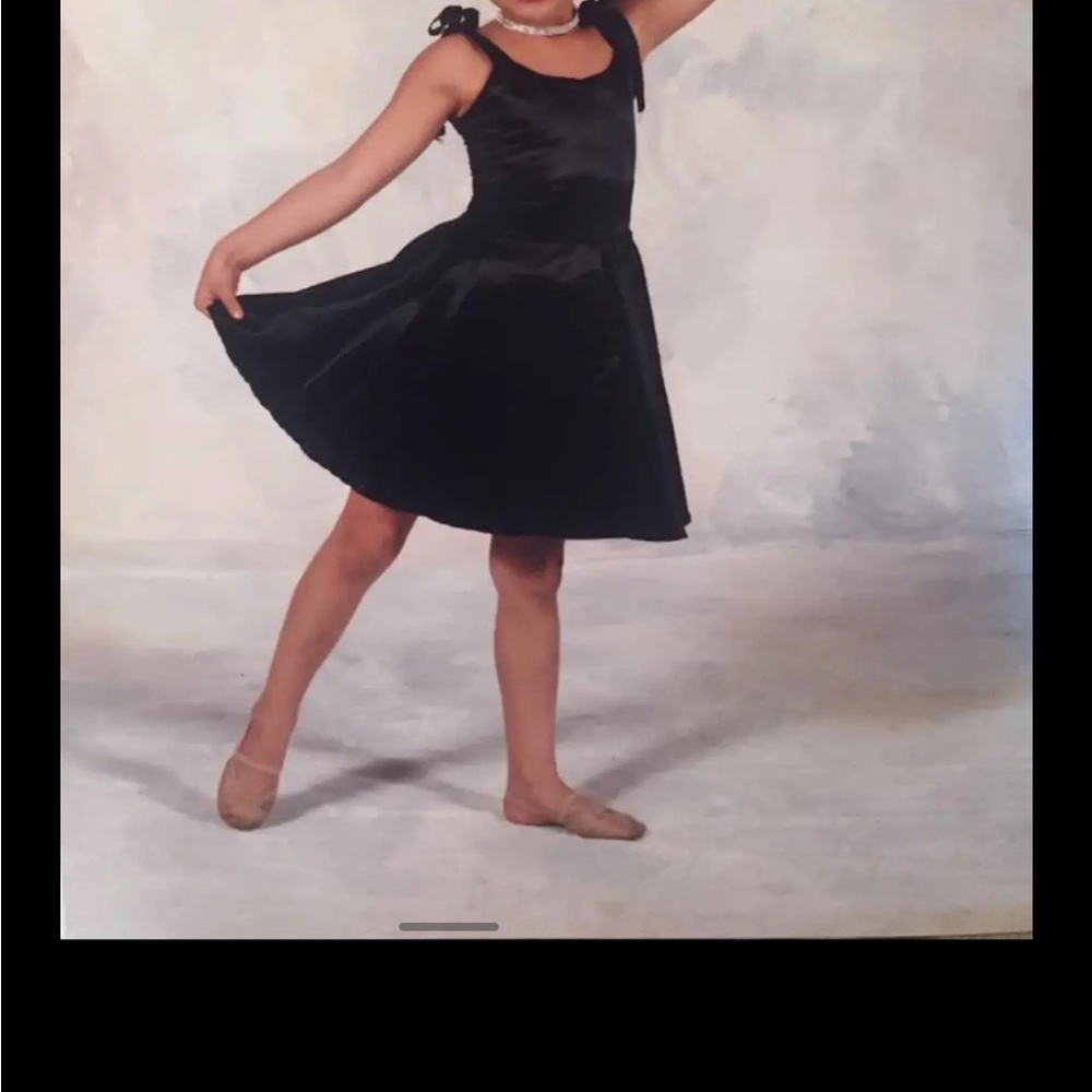 Black Dance Costume with Flared Skirt